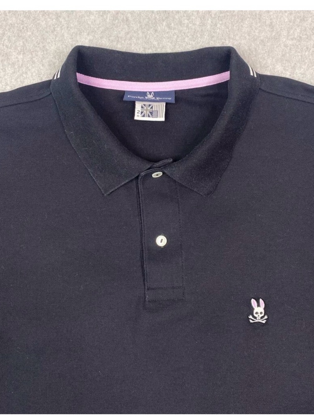 Psycho Bunny Mens XL Black Polo Shirt Short Sleeve Pima Cotton